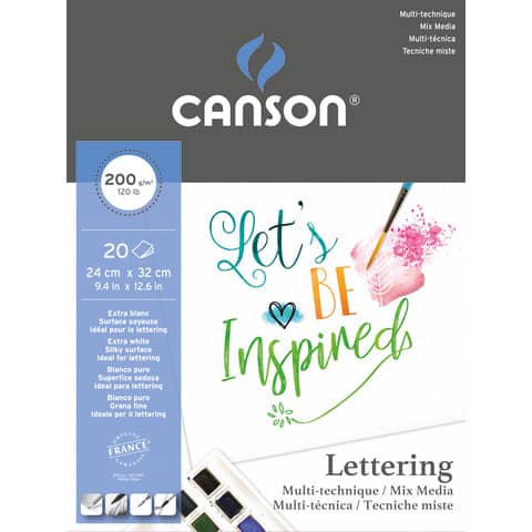 Blocco Canson Lettering Mix Media 200 g/m² 24x32 cm - 30 fogli C400109829