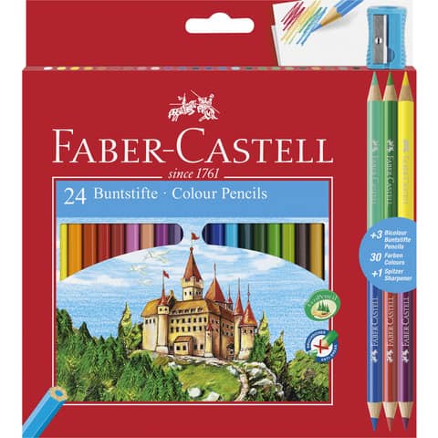 Matite colorate Faber-Castell Eco Il Castello Conf. 24 + 3 Bicolor - 110324