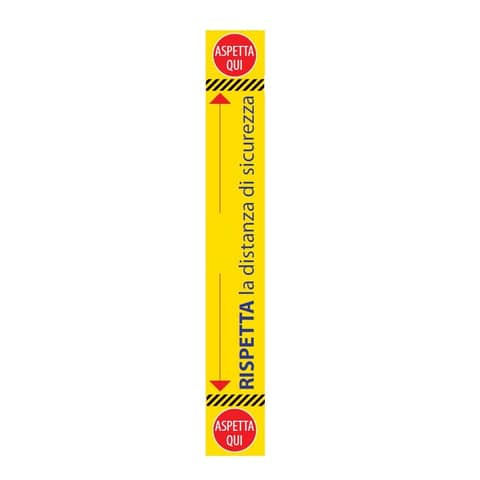 Adesivo di segnaletica a terra ''Rispetta la distanza di sicurezza - 1 m'' 120x19 cm giallo/nero/blu/rosso - 30019