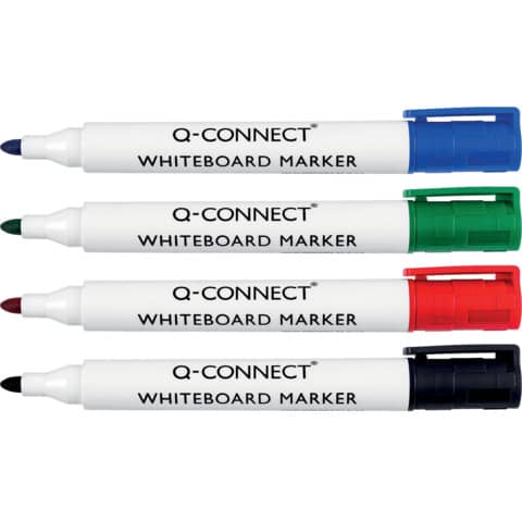 Marcatore per lavagna bianca Q-Connect punta tonda 2-3 mm 4 colori assortiti Conf. da 4 - KF26038