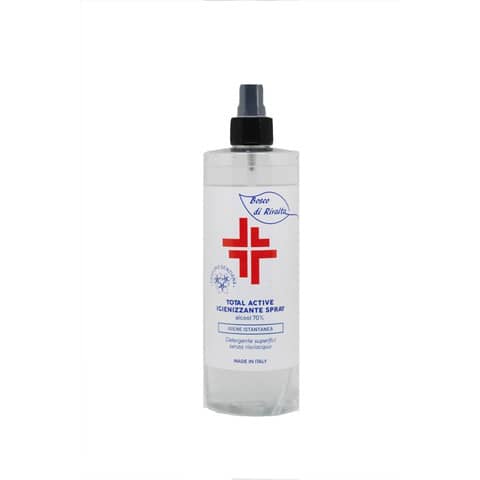 Spray igienizzante superfici (alcol 70%) 400 ml - Active linea Bosco di Rivalta - flacone trasparente - BOS026