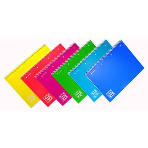 Quaderno spirlato Maxi One Color PPL Forato 80 Gr A4 80+1 ff quadretti 5 m - colori assortiti - 2935