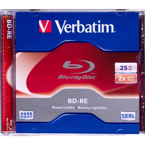 Blu-Ray BD-RE Verbatim 25 GB 2x Jewel Case conf. da 5 - 43615