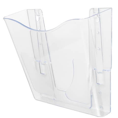 Vaschetta portadocumenti deflecto® A4 verticale in polistirolo con kit di fissaggio a muro trasparente CP078YTCRY
