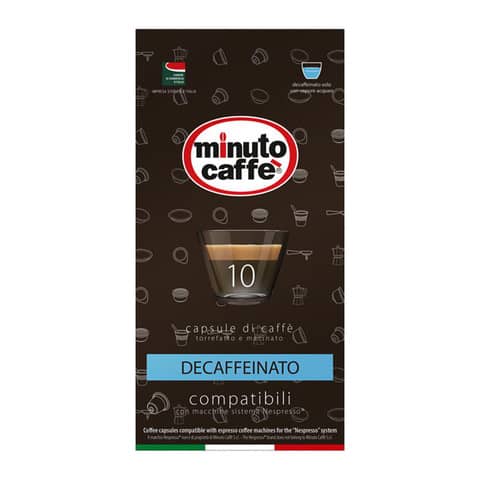 Caffè in capsule compatibili Nespresso Minuto caffè Espresso love3 decaffeinato astuccio 10 pezzi - 01401