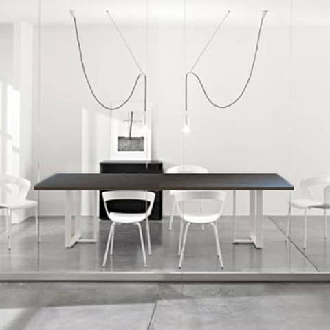Tavolo riunione meeting LineKit Swing Twist 240x120xH.73 cm - piano wengé - struttura alluminio - T6060XWEAL