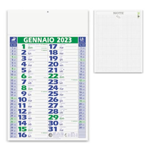 Calendario olandese 2023 linea Basic 28,8x47 cm PVC verde/blu Conf. 10 pezzi - OL229013B