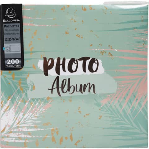 Album portafoto con tasche per 200 foto Exacompta Pastel Tropic 22,5x22 cm - verde - 62222E