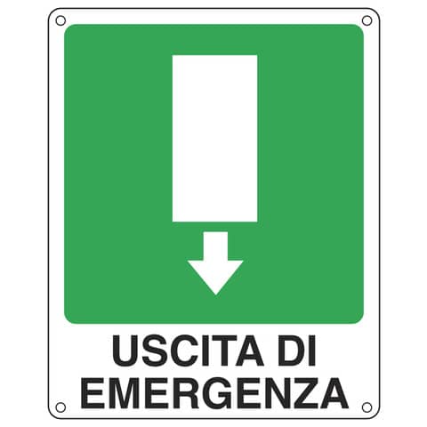 Cartello sicurezza uscita emergenza 25x31cm alluminio 7438630738346