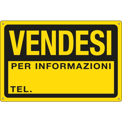 Cartello informativo 30x20 cm Cartelli Segnalatori ''Vendesi'' 3344P