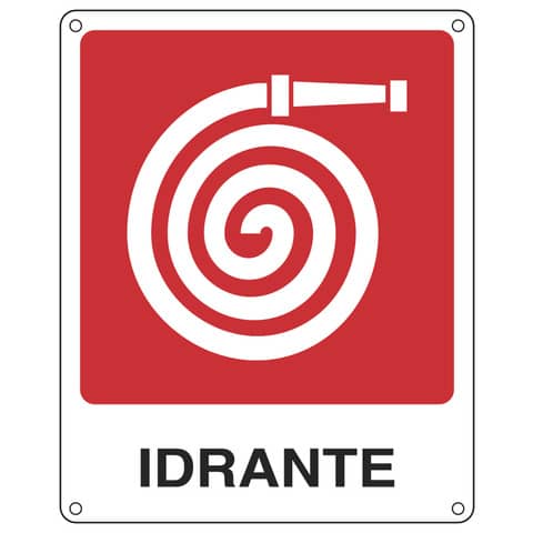 Cartello antincendio idrante 25x31 cm in alluminio bianco e rosso 7438630738568