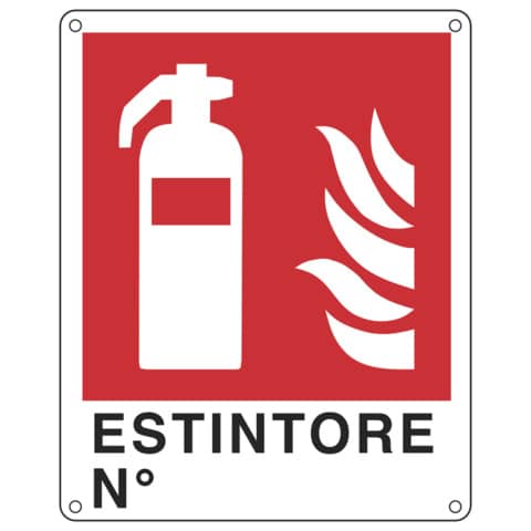 Cartello antincendio 25x31 cm Cartelli Segnalatori ''Estintore N°'' E20150X