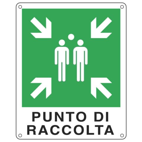 Cartello segnaletico punto di raccolta 25x31 cm in alluminio 7438630738582