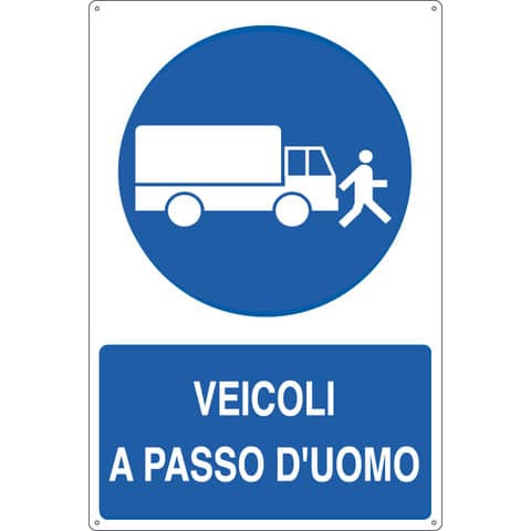 Cartello veicoli a passo d`uomo 50x70 cm in alluminio 7438630738506