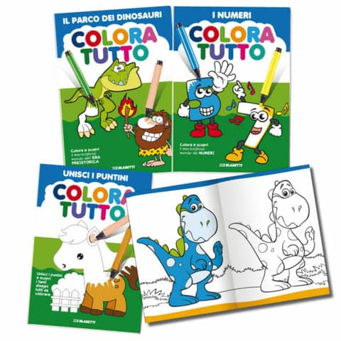 Album da colorare punto metallico fantasie assortite e dinosauri 8007758162433