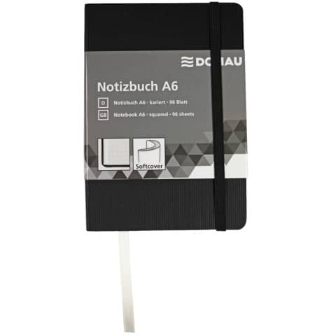 Taccuino donau a6 nero da 95 fogli con quadretti e elastico 9004546416968