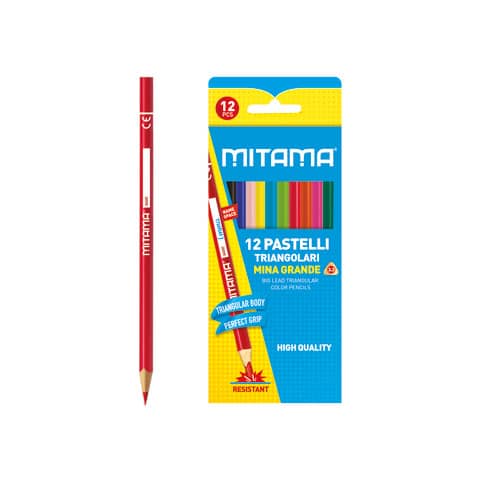 Pastelli laccati fusto triangolare Mitama - mina 3,3 mm - colori assortiti conf. 12 pezzi 61991