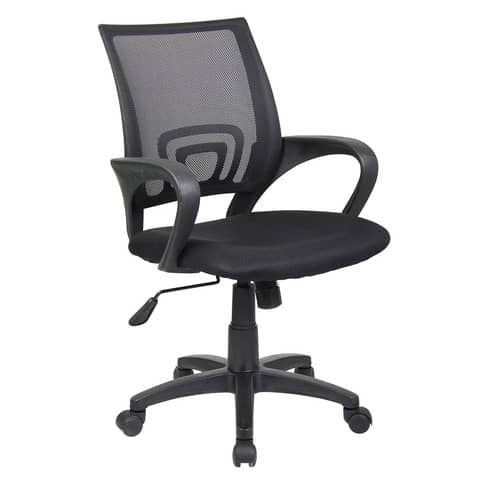 Sedia operativa con braccioli, schienale in rete nero e rivestimento tessuto nero della marca Serena Group, modello E8085MK 8032937538884 | initpc.it
