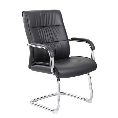 Poltrona attesa su slitta con braccioli di alta qualità della marca Serena Group, realizzata con rivestimento in materiale sintetico (PU) nero, caratterizzata da un design elegante e confortevole. 8032937537634 | initpc.it