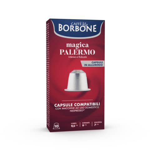 Capsule compatibili Respresso alluminio 100 pz Caffe Borbone qualità Magica Palermo REBMAGPALERMO10X10N