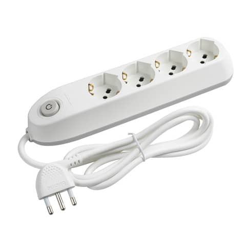 Ciabatta elettrica multipresa poker bianca con 4 prese universali 8005543697269