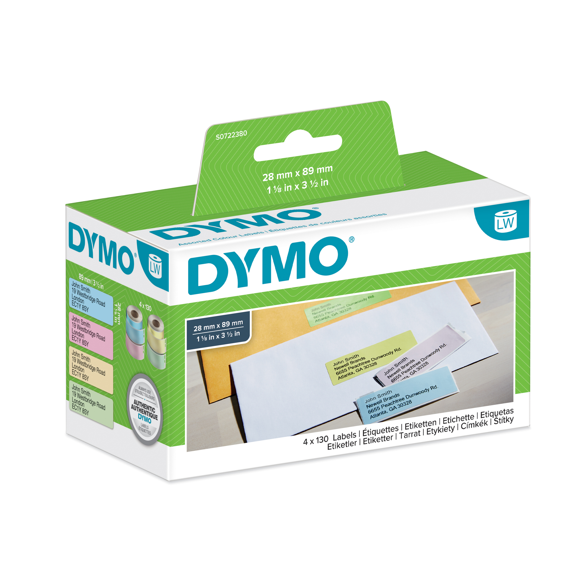 Etichette adesive colorate dymo 28x89mm per stampanti labelwriter 5411313991117