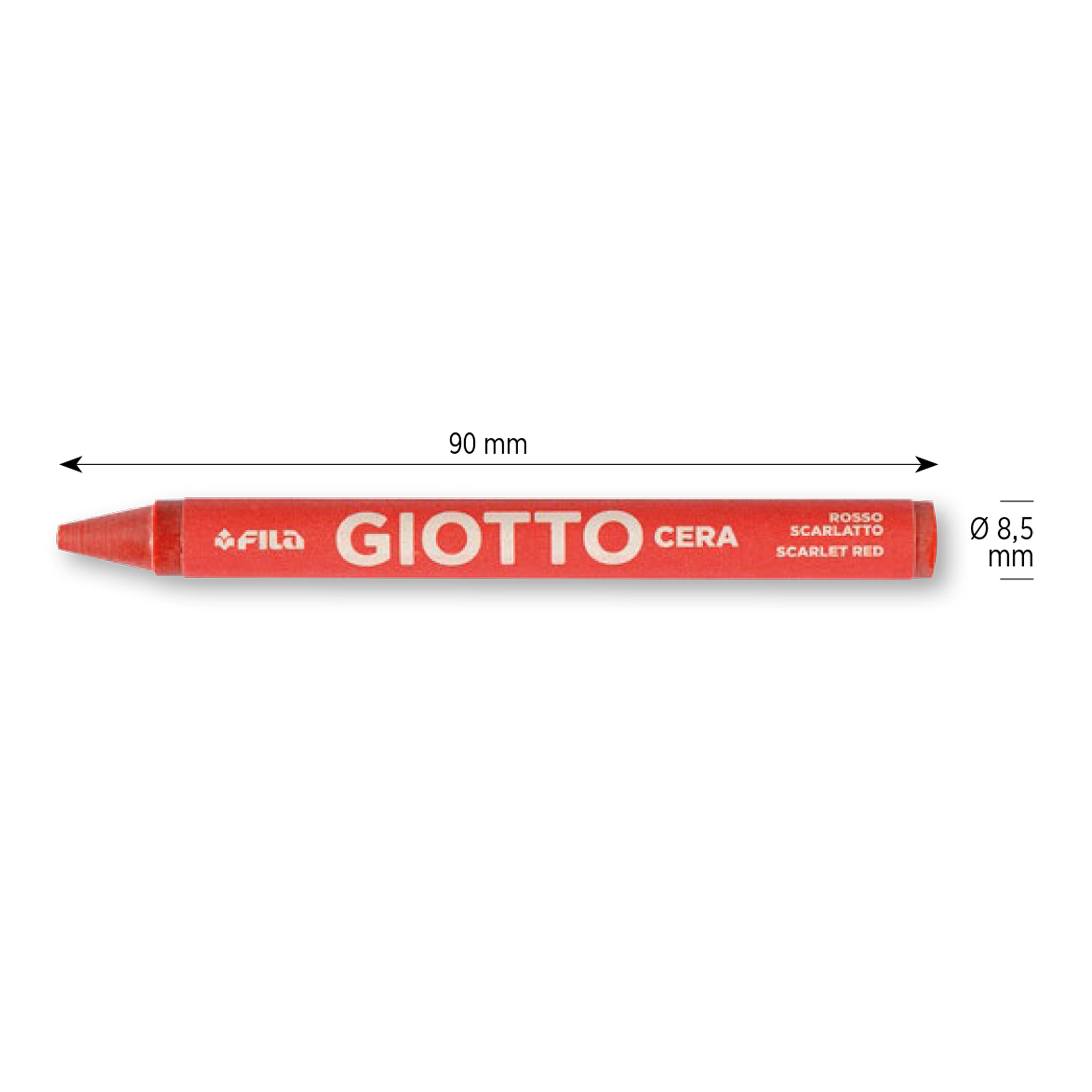 Pastelli a cera - lunghezza 90 mm - diametro 8,50 mm - colori assortiti - Giotto - conf. 12 pezzi