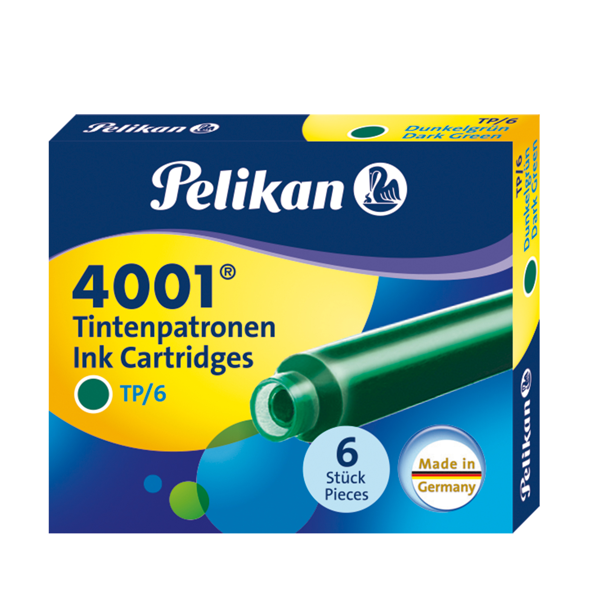 Cartucce inchiostro pelikan verde scuro lunghezza 39 mm conf 6 pezzi 4012700500793