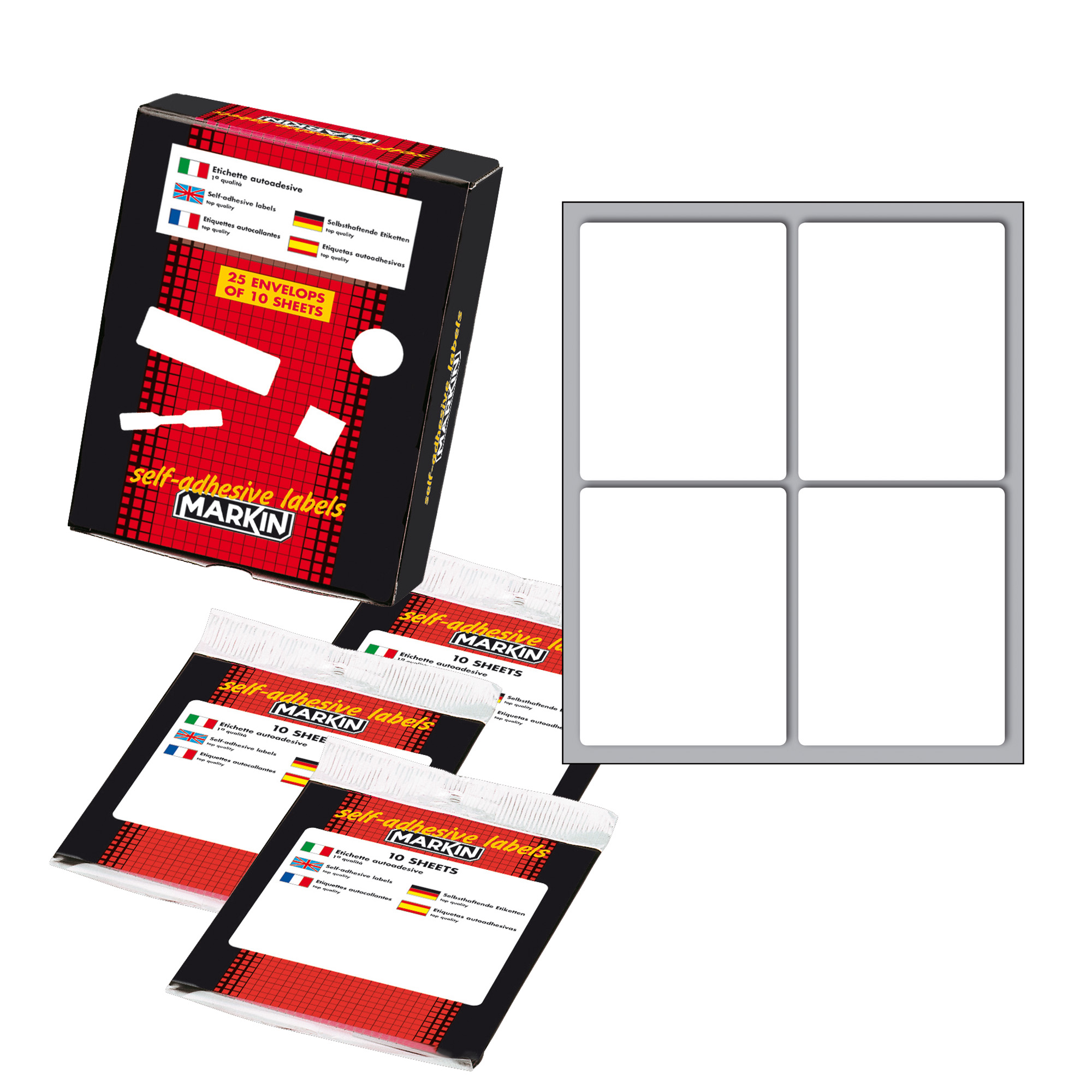 Etichette adesive bianche permanenti 70x56mm - confezione da 10 fogli 8007047937766