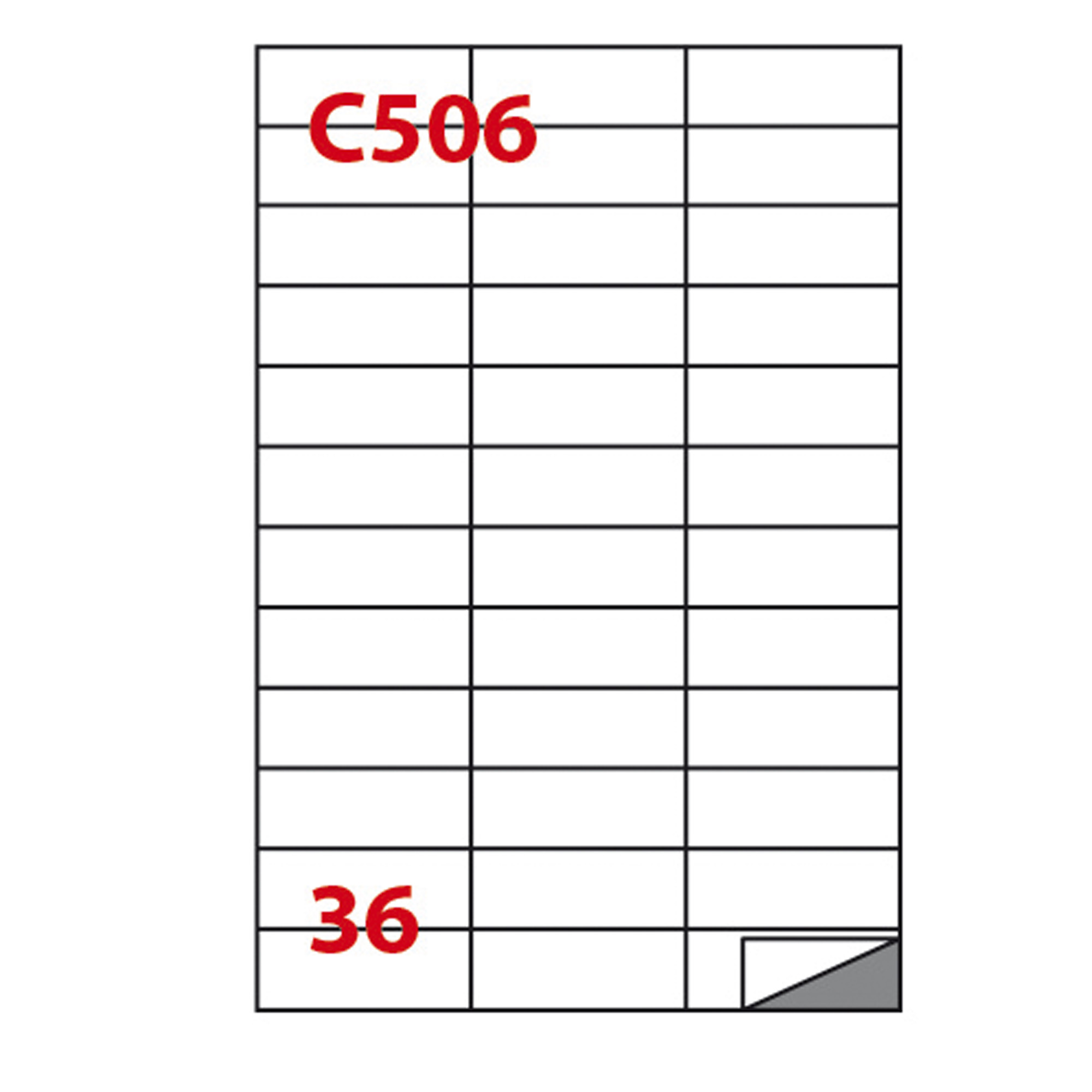 Etichetta adesiva C506 - permanente - 70x24,25 mm - 36 etichette per foglio - bianco - Markin - scatola 100 fogli A4