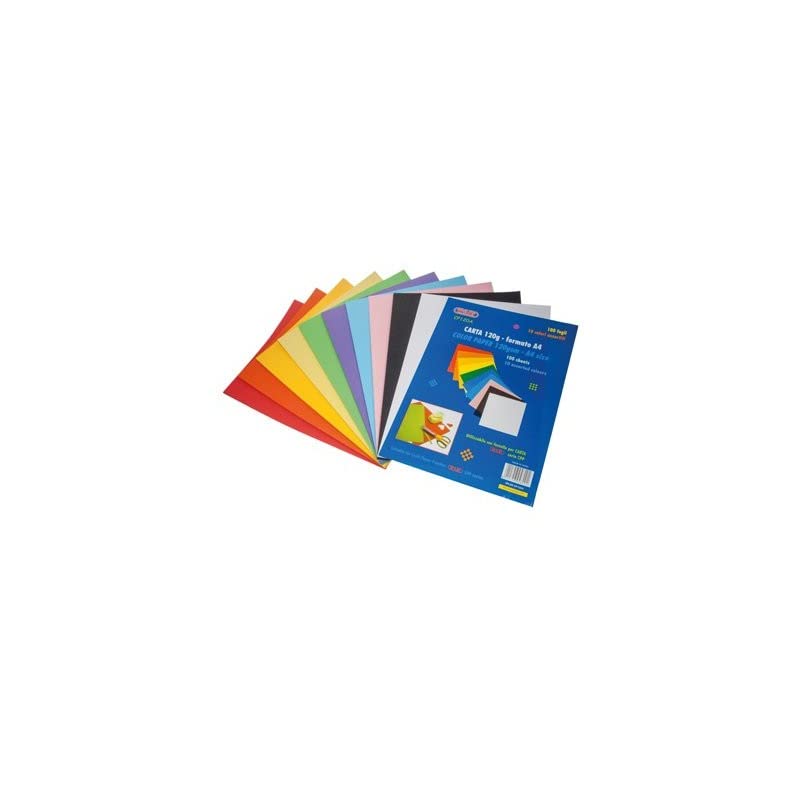 Carta colorata A4 gr.120 fg.100 in 10 colori assortiti