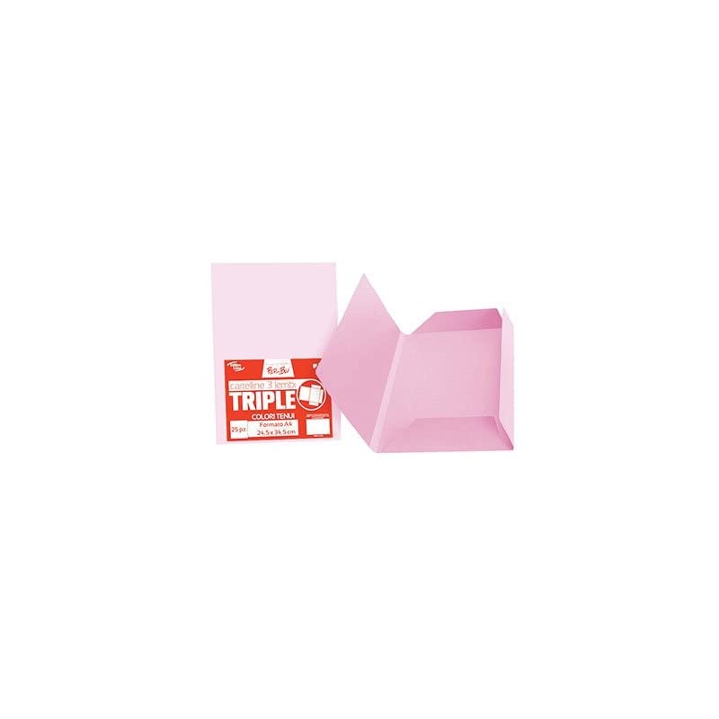 Cartellina 3 lembi Triple colore tenue rosa pz.25
