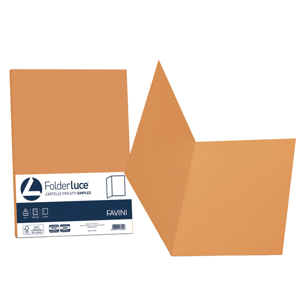 Cartelline semplici Luce - 200 gr - 25x34 cm - arancio - Favini - conf. 50 pezzi