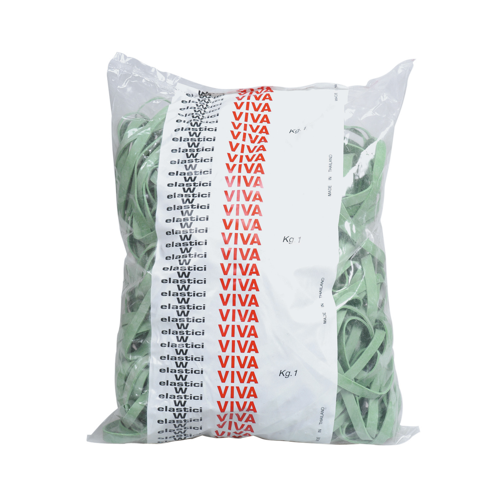 Elastico fettuccia - D 7 cm x 5 mm - verde - Viva - sacco da 1 kg