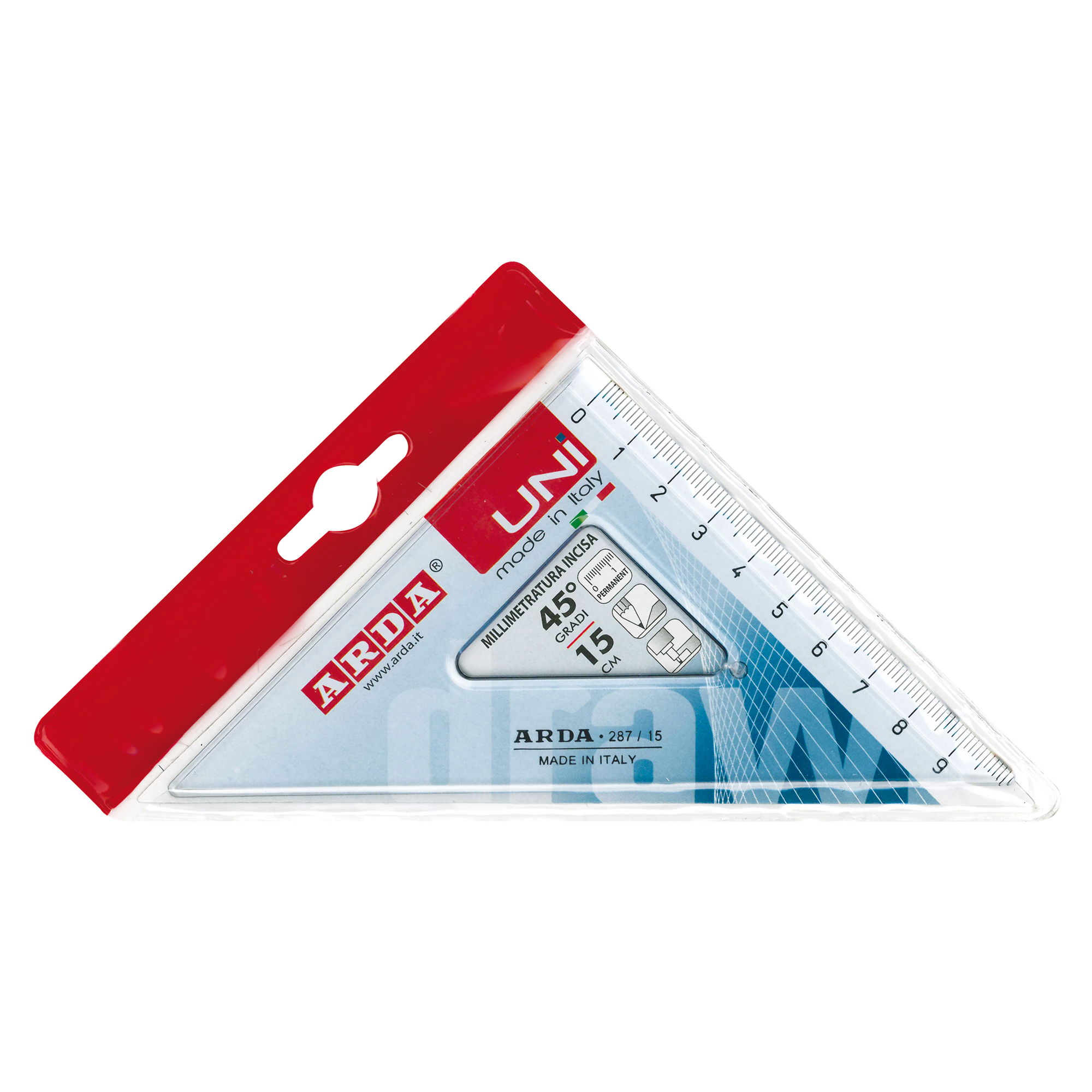 Squadra uni 15cm 45gradi arda in plastica termoresistente trasparente 8003438487155