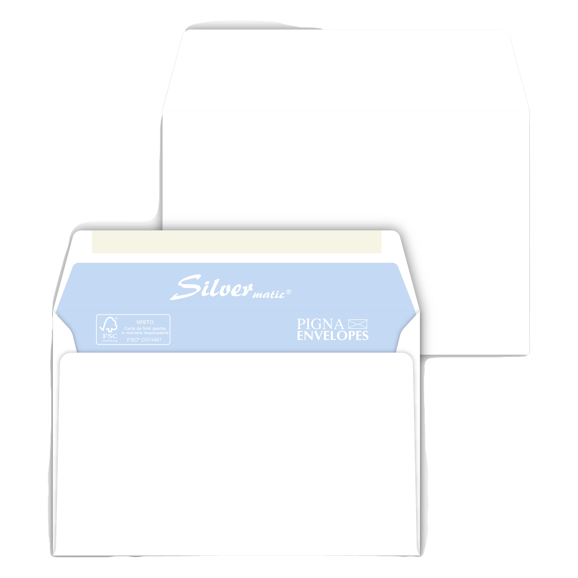 Busta SILVER MATIC FSC  - gommata - bianca - senza finestra - 120 x 180 mm - 70 gr - Pigna - conf. 500 pezzi