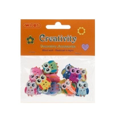 Bottoni in legno a Forma di gufo pz.20