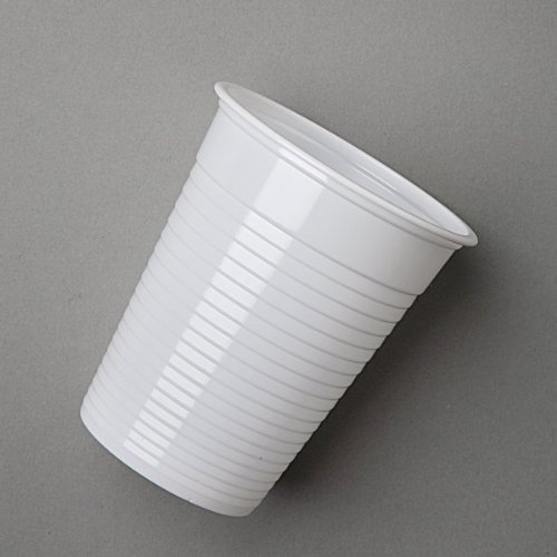Bicchieri plastica bianca marcati ml.200 pz.100