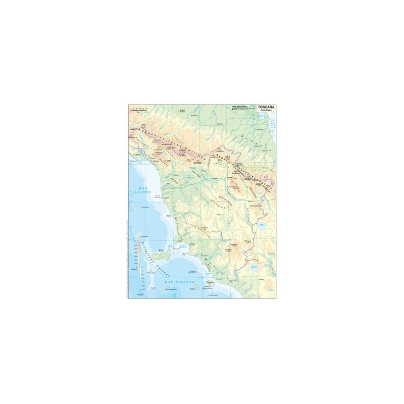 Cartina geografica fisico / politica 29,7x42 toscana