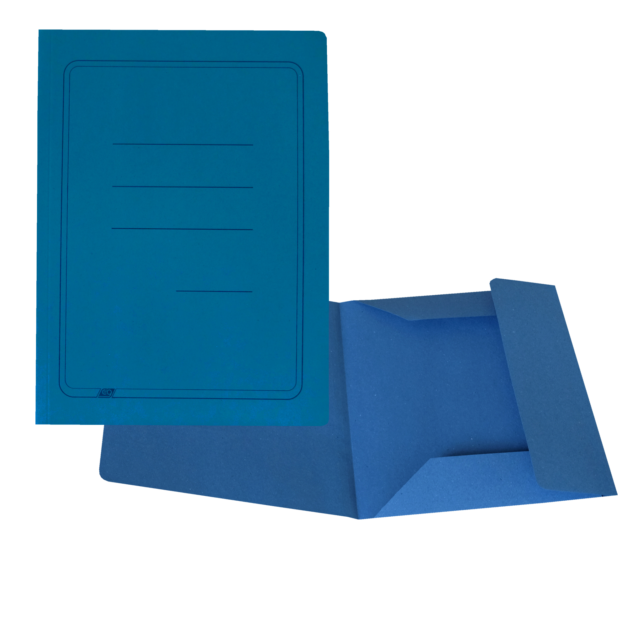 Cartelline 3 lembi - con stampa - cartoncino Manilla 200 gr - 25x33 cm -  azzurro - Cartotecnica del Garda - conf. 50 pezzi