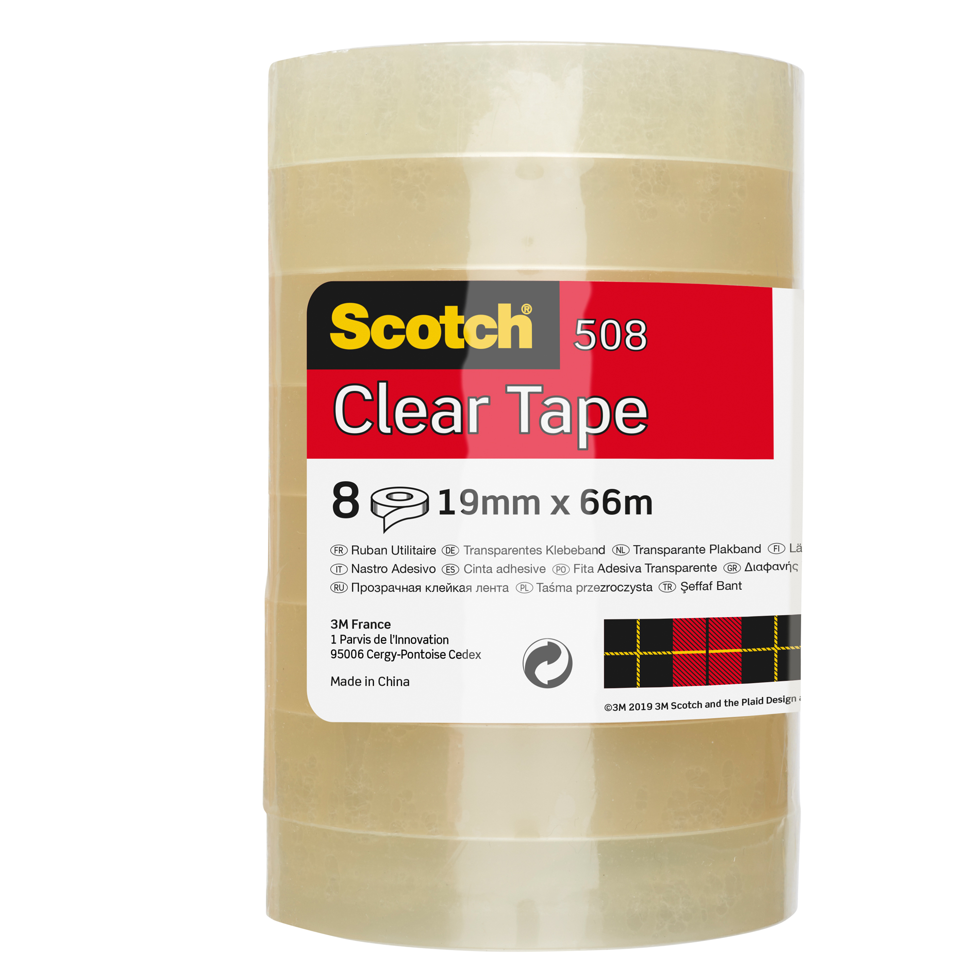 Nastro adesivo Scotch  508 - 19 mm x 66 mt - trasparente - Scotch  - torre 8 rotoli