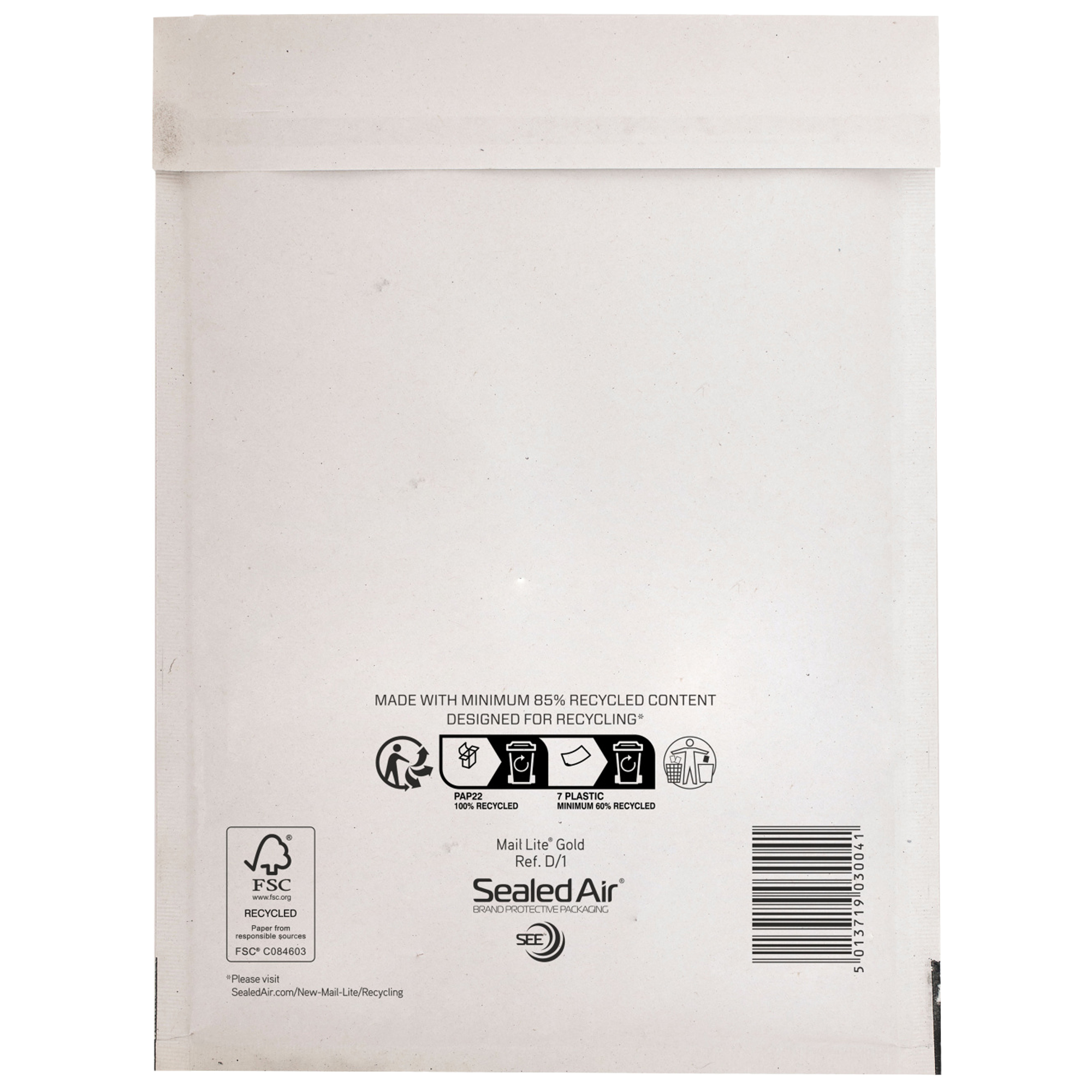 Busta imbottita Mail Lite  - formato D (18x26 cm) - bianco - Sealed Air  - conf. 10 pezzi