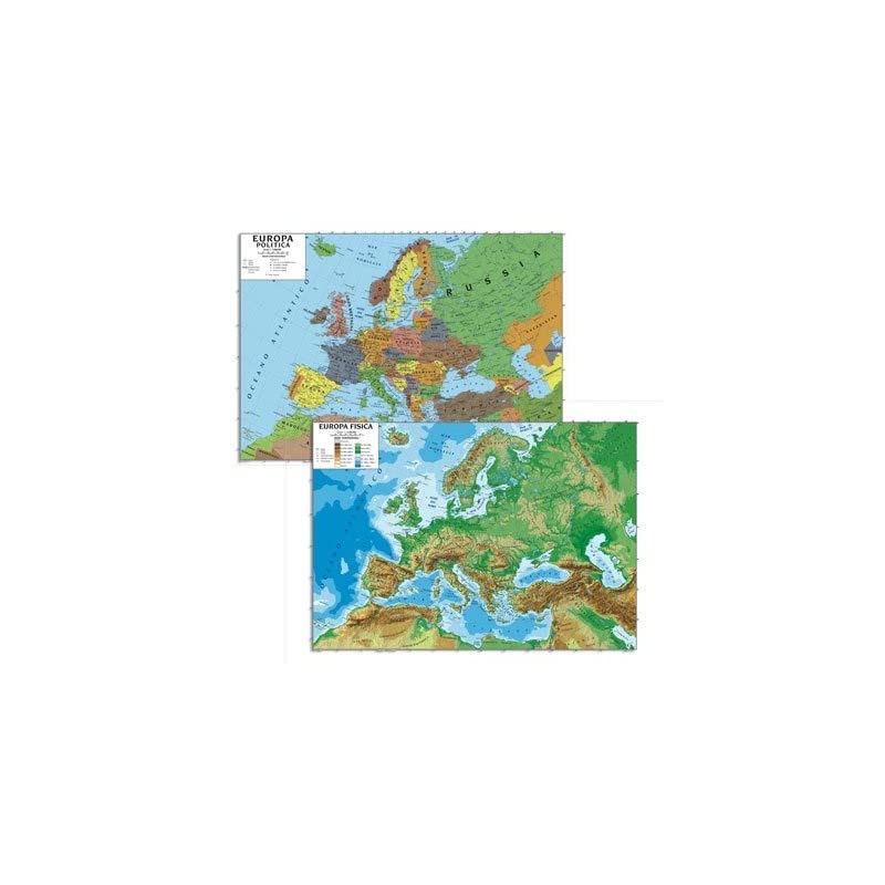 Carta murale fisico/politica bifacciale in pl 100x140 Europa