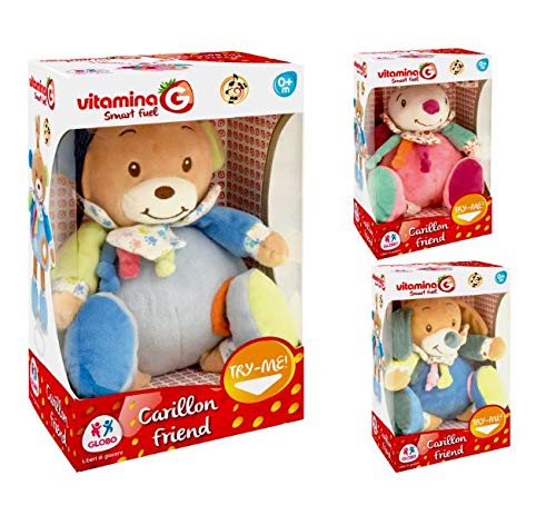 Carillon soffice vitamina g animale cm 18cm ass.3 sogg.