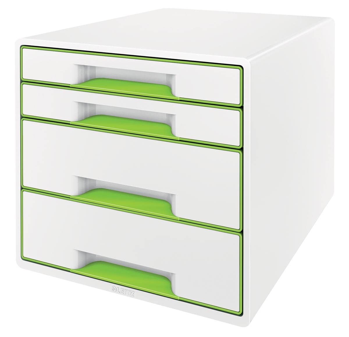 Cassettiera Wow cube 4 cassetti bianco/verde lime metallizzato
