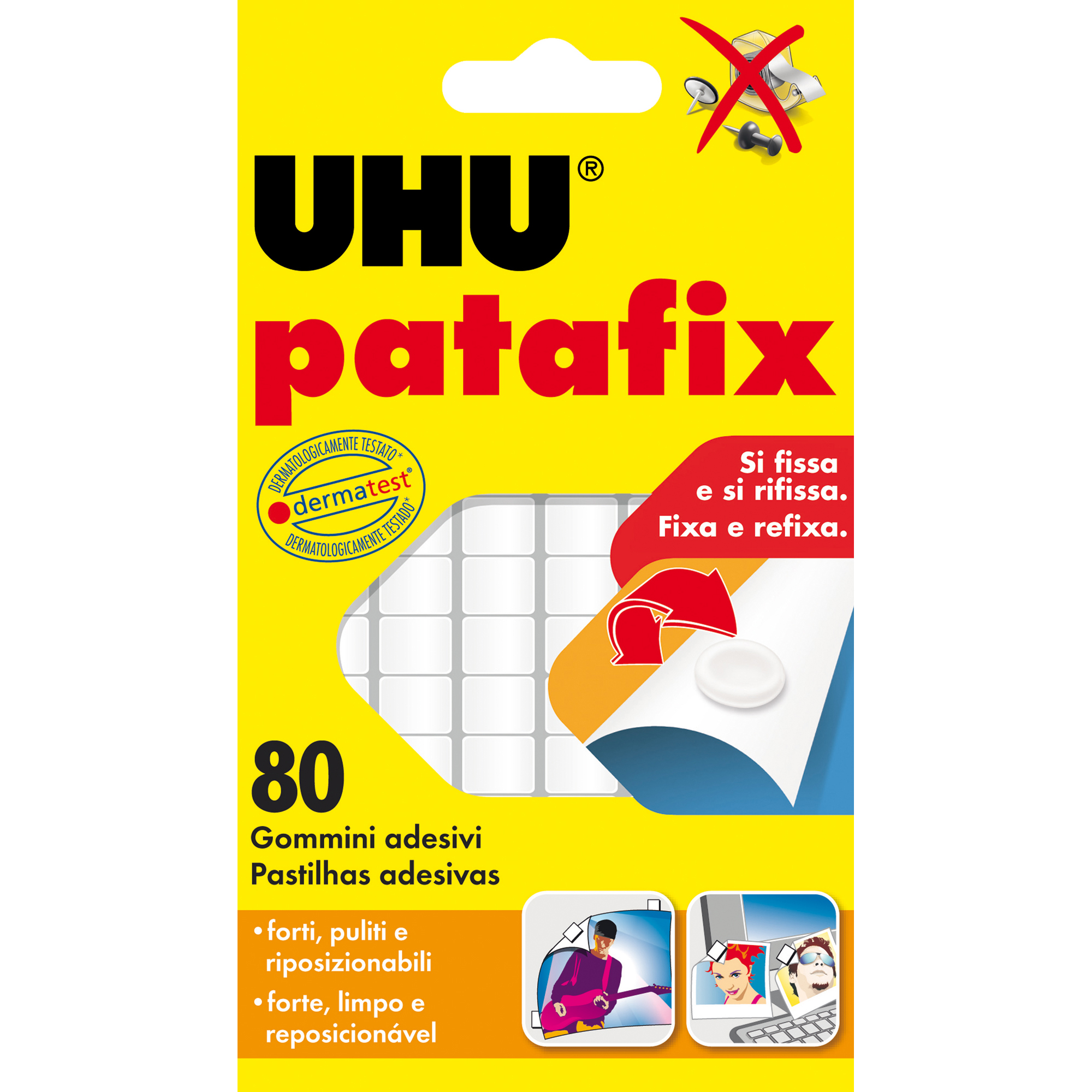 Supporti in gomma adesiva UHU  Patafix - bianco - UHU  - conf. 80 pezzi