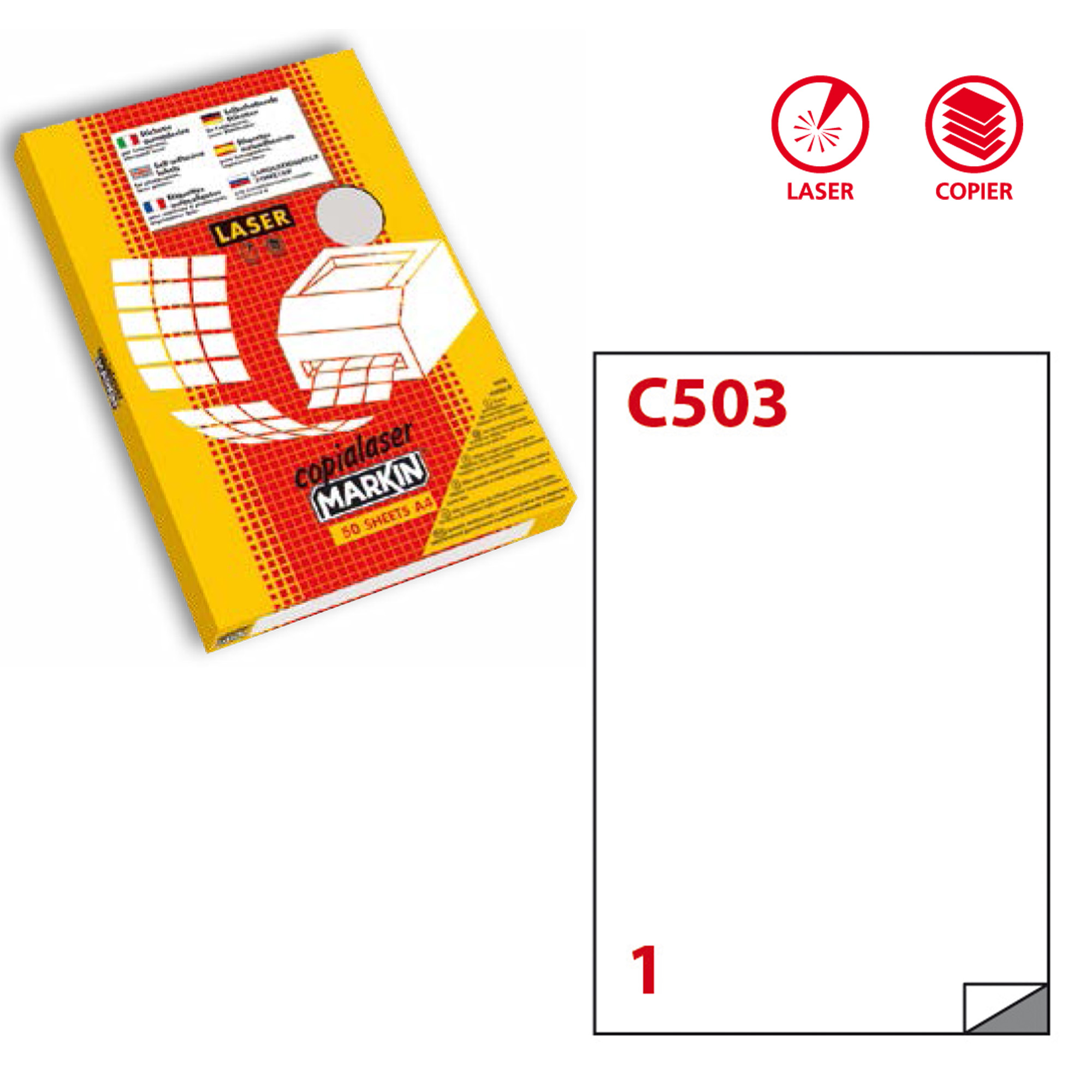 Etichette in poliestere bianco opaco per stampanti laser, 21x29,7cm 8007047921833