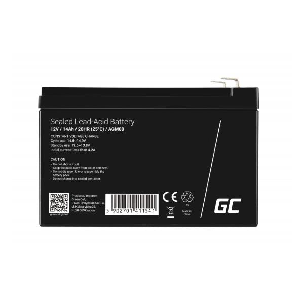 AGM VRLA batteria 12V 14Ah per allarme, marchio Green Cell 5902701411541 | initpc.it