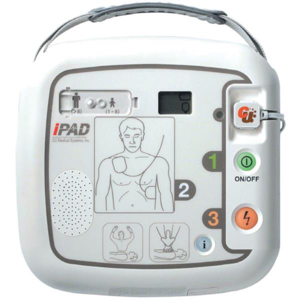 Defibrillatore automatizzato per emergenza (AED) CU-SP1 di alta qualità della marca Gima, progettato per fornire assistenza cardiopolmonare in caso di arresto cardiorespiratorio. 8023279353402 | initpc.it