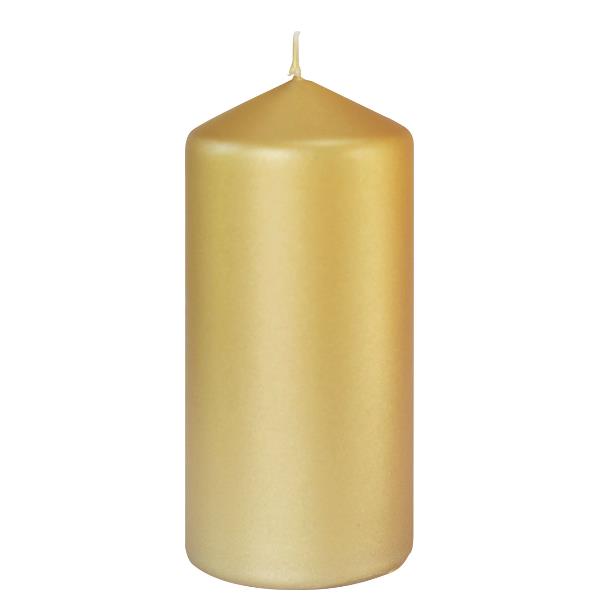 Candela in vetro soffiato con candelino interno, decorazione orizzontale in oro, produzione Duni 7321011528981 | initpc.it